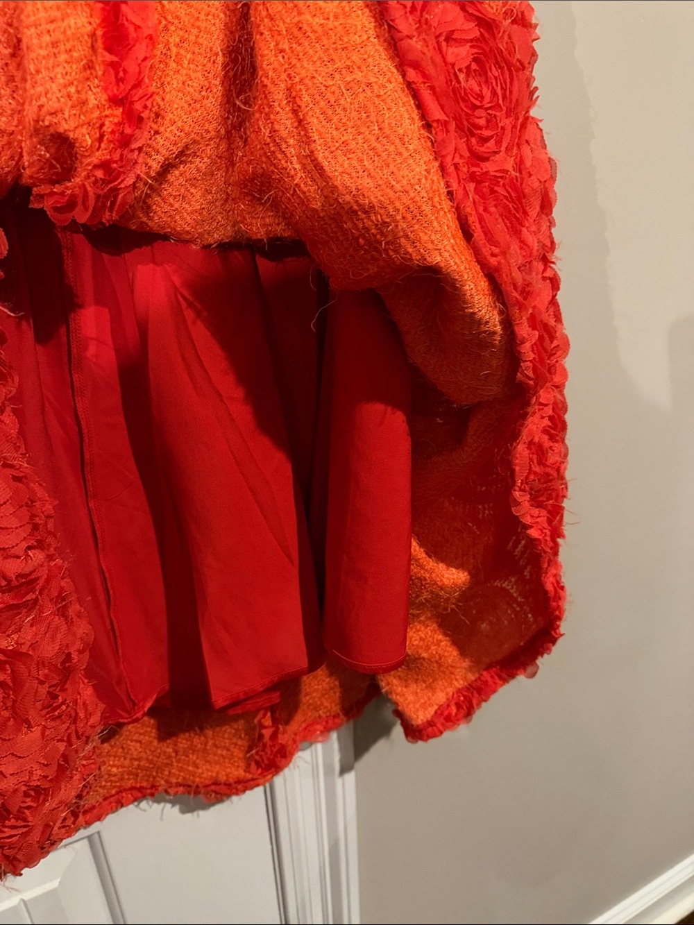 Red Rosette Textured Maxi  Skirt - Picture 5 of 9